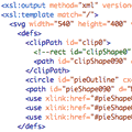 Some XML code with typical angled brackets.