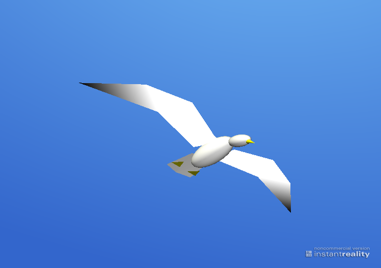 A computer model of a 3D seagull.